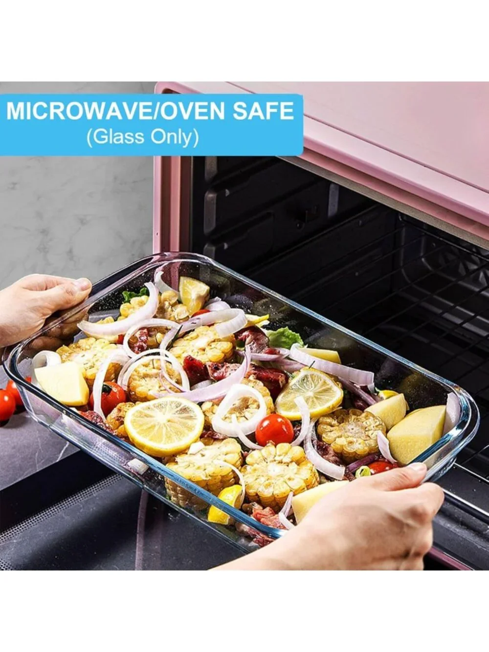 8-Piece Rectangular Glass Bakeware Set with Lids for Lasagna & Casseroles